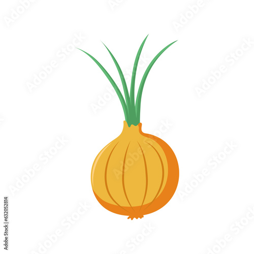Funny cartoon onion. Cute vegetable. Vector food illustration isolated on white background