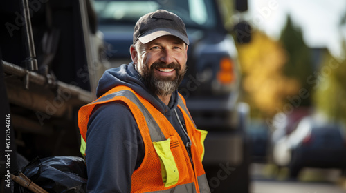 Portrait of an employee of a waste management company. photo