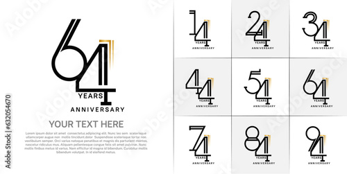 set of anniversary logotype black color for special celebration event