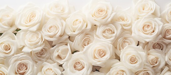 A backdrop of white roses with a soft focus and copy space, perfect for a website header design.