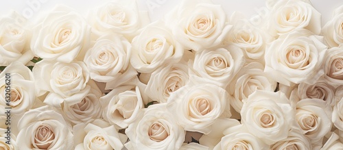 A backdrop of white roses with a soft focus and copy space, perfect for a website header design.
