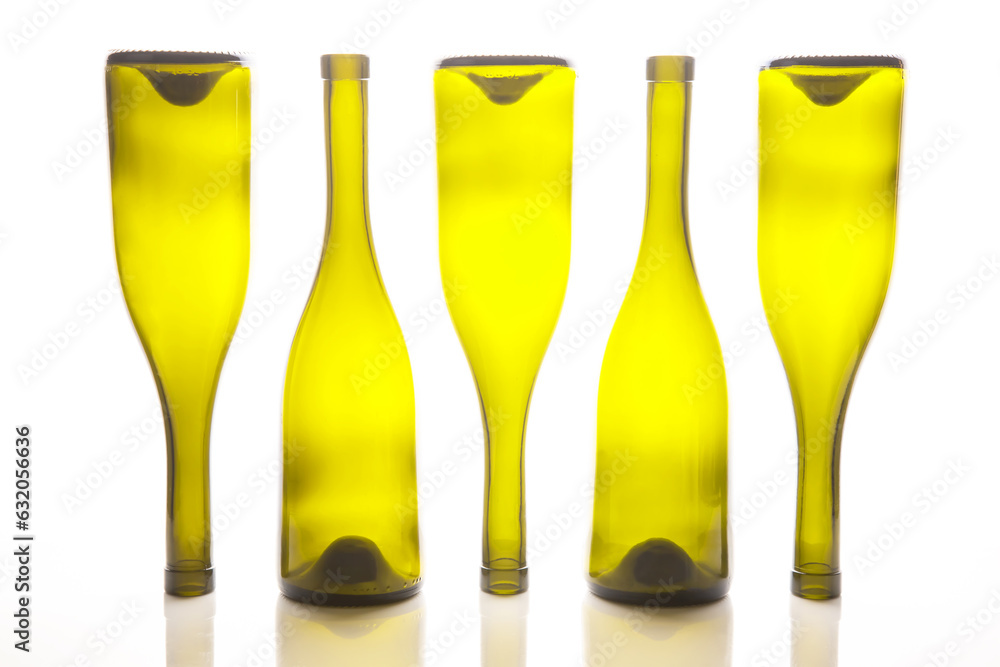 empty bottles of wine on white background empty bottles of wine on white background