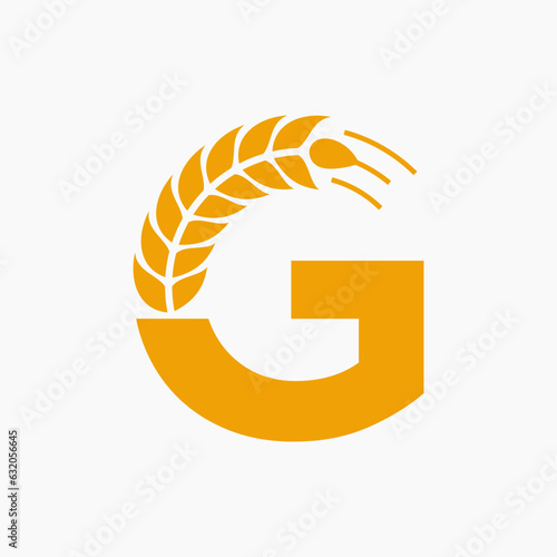 Letter G Wheat Logo For Agriculture Symbol Vector Template