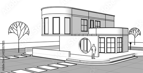 architecture house with consoles 3d