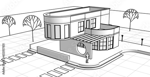 architecture house with consoles 3d