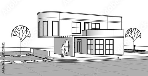 architecture house with consoles 3d