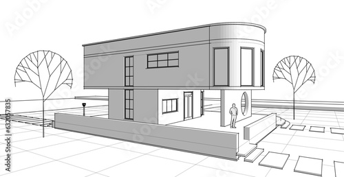 architecture house with consoles 3d