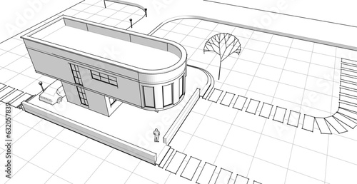 architecture house with consoles 3d