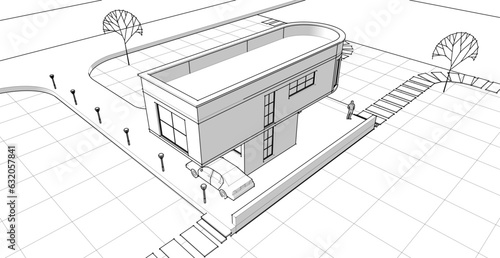 architecture house with consoles 3d