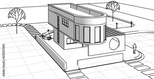 architecture house with consoles 3d