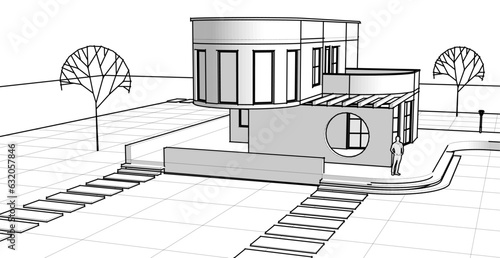 architecture house with consoles 3d