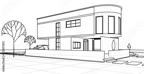 architecture house with consoles 3d