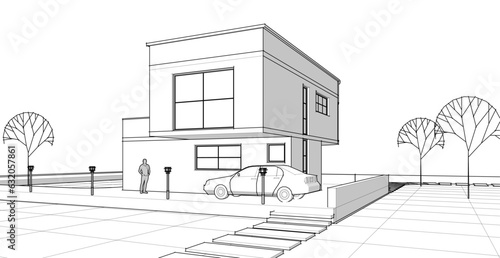 architecture house with consoles 3d