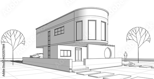 architecture house with consoles 3d