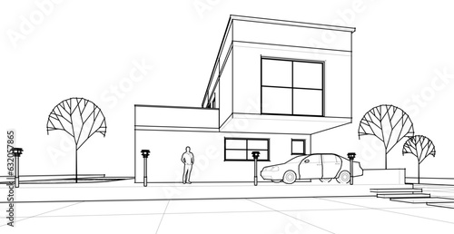 architecture house with consoles 3d