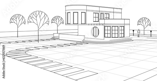 architecture house with consoles 3d