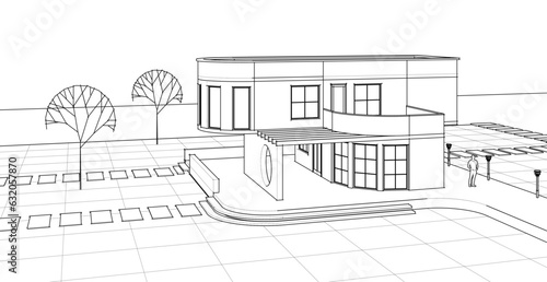 architecture house with consoles 3d