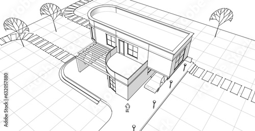 architecture house with consoles 3d