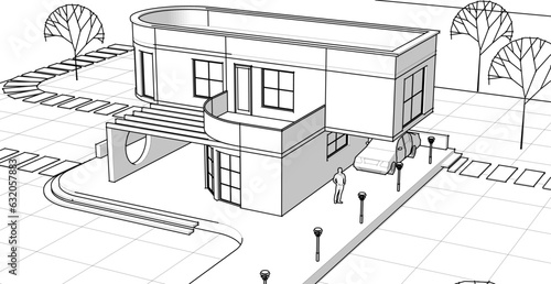 architecture house with consoles 3d