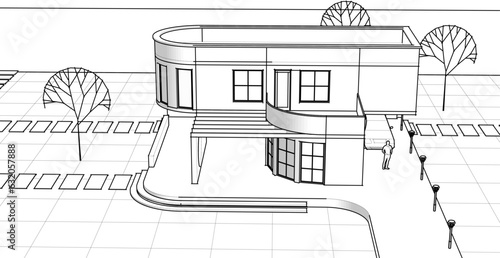 architecture house with consoles 3d