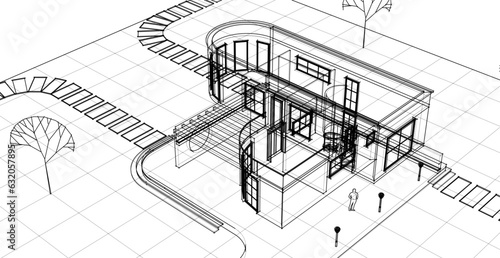 architecture house with consoles 3d