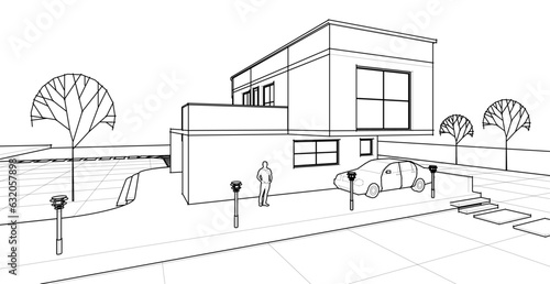 architecture house with consoles 3d