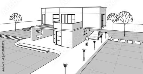 architecture house with consoles 3d