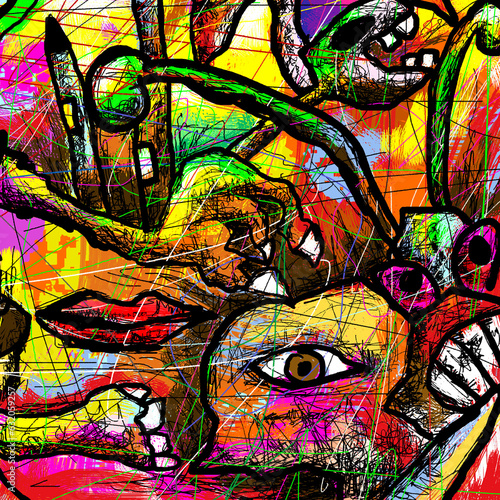 Colorful illustration painting with textured brush strokes  bold  powerful  emotional  in an abstract expressionist style