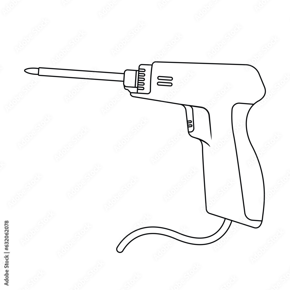 Soldering Gun Outline Icon Illustration on White Background Soldering Gun Outline Icon Illustration on White Background