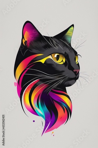 Graphic logo illustration head cat AI