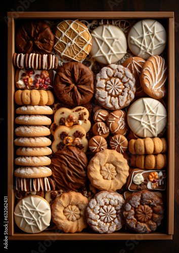 Delicious cookies in box arrangement