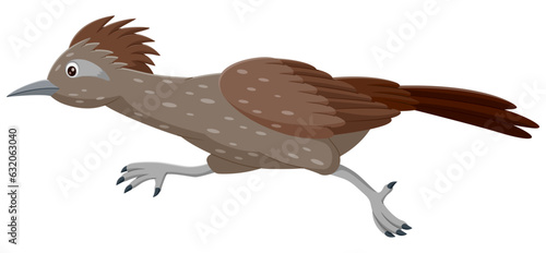 Cartoon roadrunner bird running. Vector illustration photo