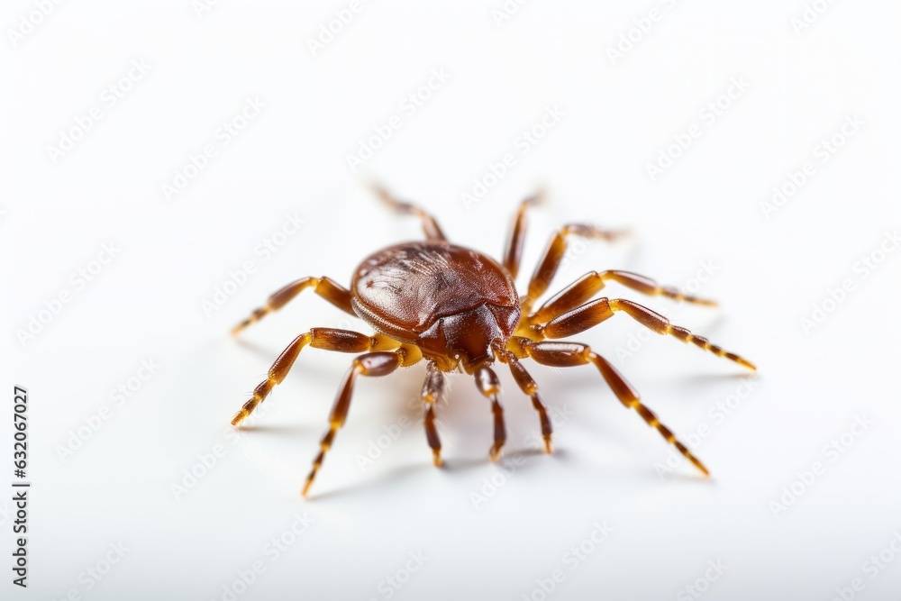 Insect tick is isolated on a white background. dangerous insect - obrazy, fototapety, plakaty 