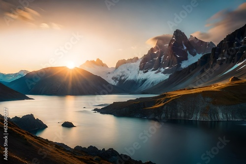 lake, water, sky, landscape, nature, mountain, clouds, reflection, cloud, mountains, sunset, sunrise, calm, travel, morning, sun, sea, blue, summer, panorama, river, forest, view, tree, 