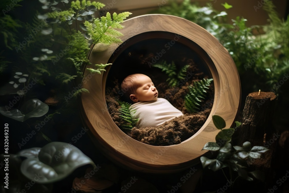 Photography Ultrasound of baby on wooden background