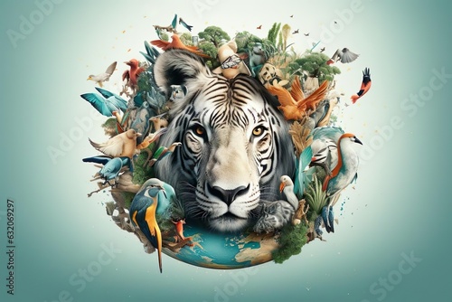 World animal day collage design