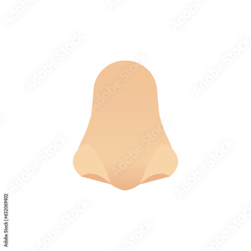 Nose shape after contour rhinoplasty surgery. Nasal breathing technique. Smell organ icon. Healthcare and beauty concept. Isolated flat vector illustration.