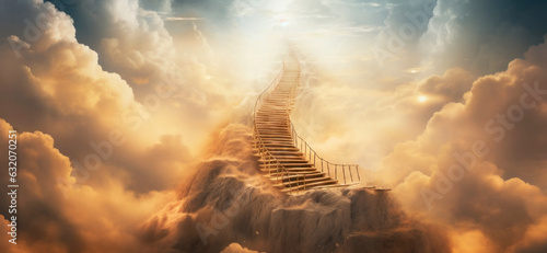 Obraz na plátně Staircase or Path to heaven, the concept of enlightenment