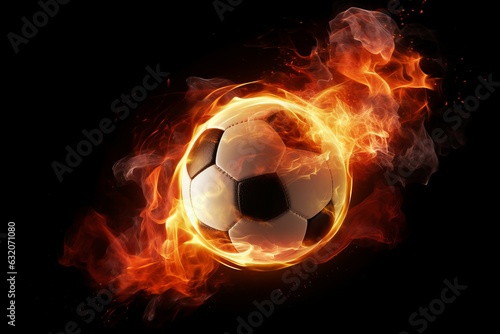 Soccer ball flames. Generate Ai