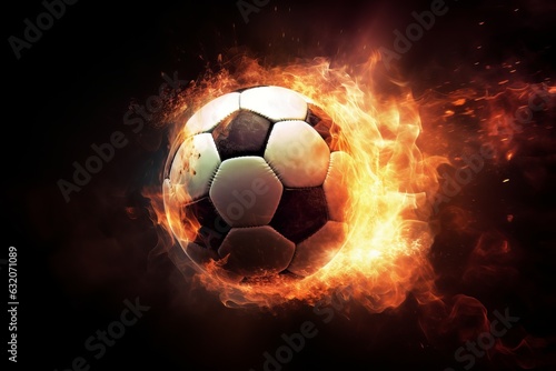 Soccer ball flames game. Generate Ai