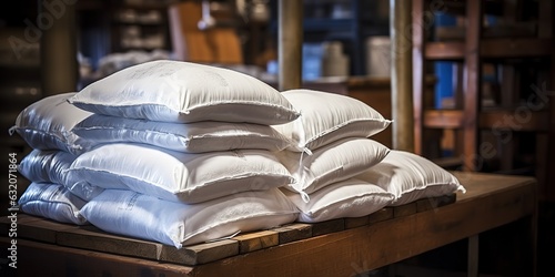 Storage with bags of flour. photo