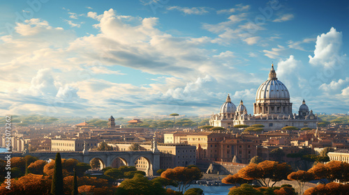 Vászonkép Rome city Beautiful Panorama view