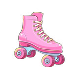 Retro roller skates icon hipster style pink color girl glamour style. Modern vintage. Vector illustration, trendy isolated sticker