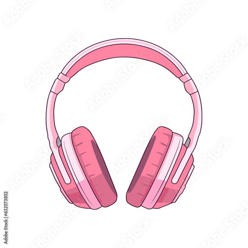 Gamer Girl kawaii pink headphones 90’s Game vector illustration for sticker, pin, card, poster etc isolated on white. Girl power, glamour barbie style cute pastel element trendy and modern earphone