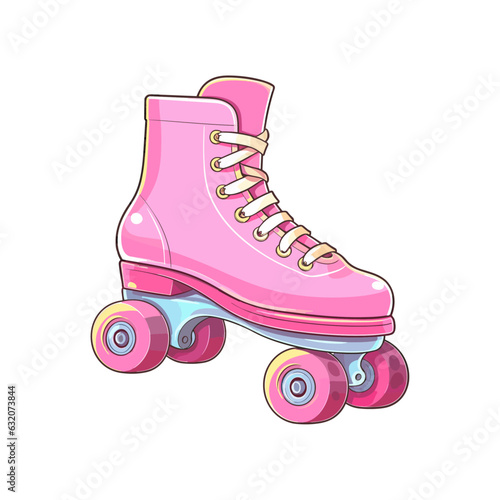 Retro roller skates icon hipster style pink color girl glamour style. Modern vintage. Vector illustration, trendy isolated sticker