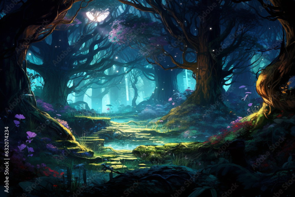 Anime Animals: Magical Forest with Mystical Creatures. Generative AI Anime Animals: Magical Forest with Mystical Creatures. Generative AI