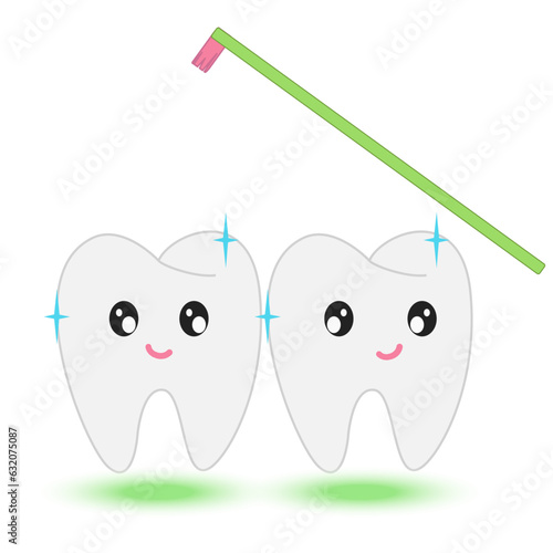 Сute smiling cartoon tooth. Stomatology, dental concept. Flat style cartoon character illustration. Dental kids care. Care your teeth. vector illustration
