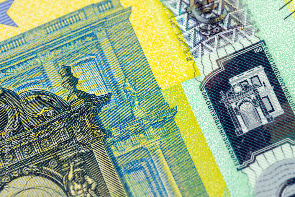 details of the one hundred euro European banknote European Union