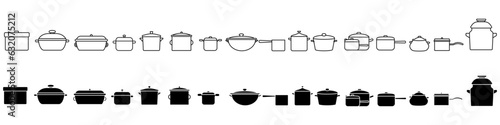 Pot icon vector set. kitchen illustration sign collection. kitchenware symbol. Food logo.