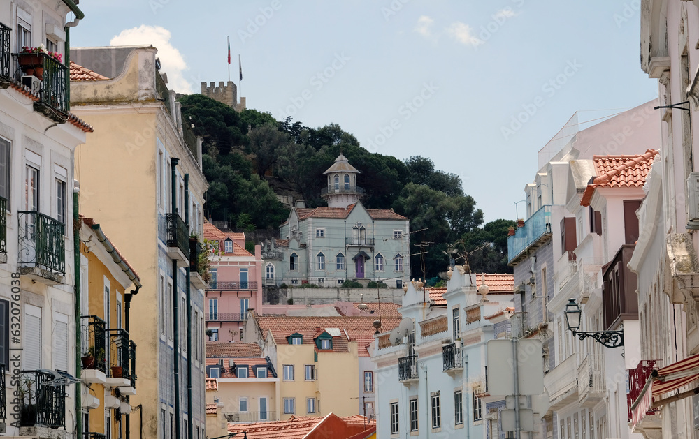 Buildings and roof tops in Lisbon in the afternoon hours